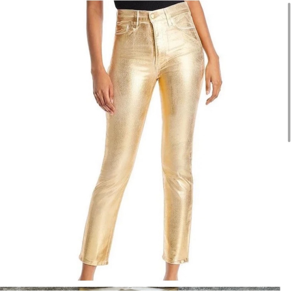 The Luna High Rise Cigarette Ankle Gold Jeans. Size 26.